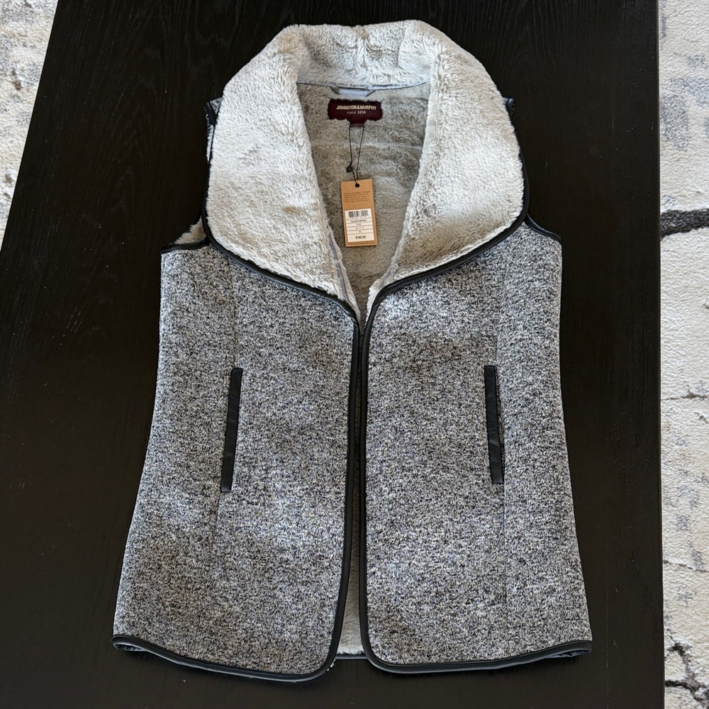 Johnston & Murphy Gray Knit Sherpa-Lined Vest